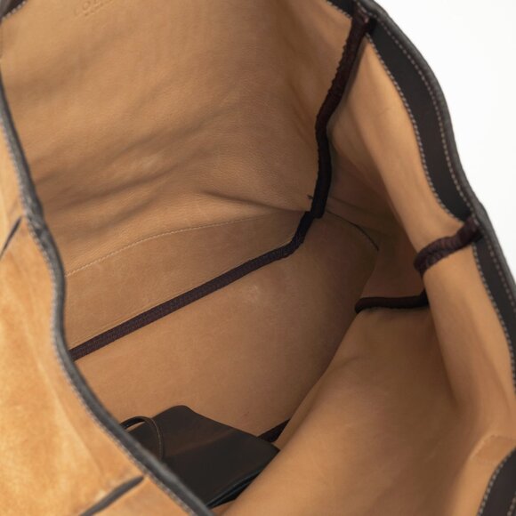 Loewe Amazona Oro Suede & Marron Leather Tote Bag - Picture 12 of 13